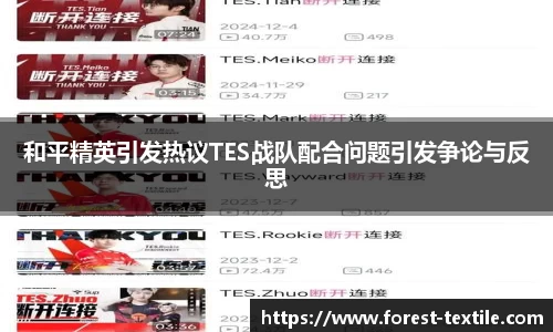 和平精英引发热议TES战队配合问题引发争论与反思