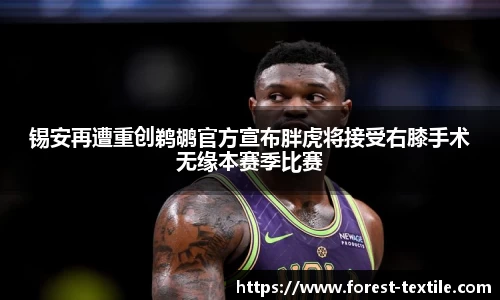 锡安再遭重创鹈鹕官方宣布胖虎将接受右膝手术无缘本赛季比赛
